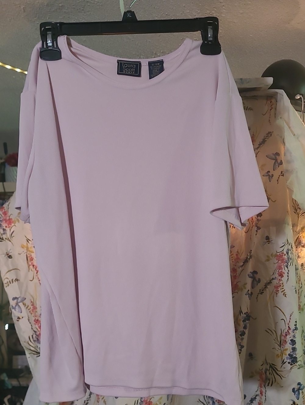 Laura Scott Soft Pink Short Sleeve Crewneck Top